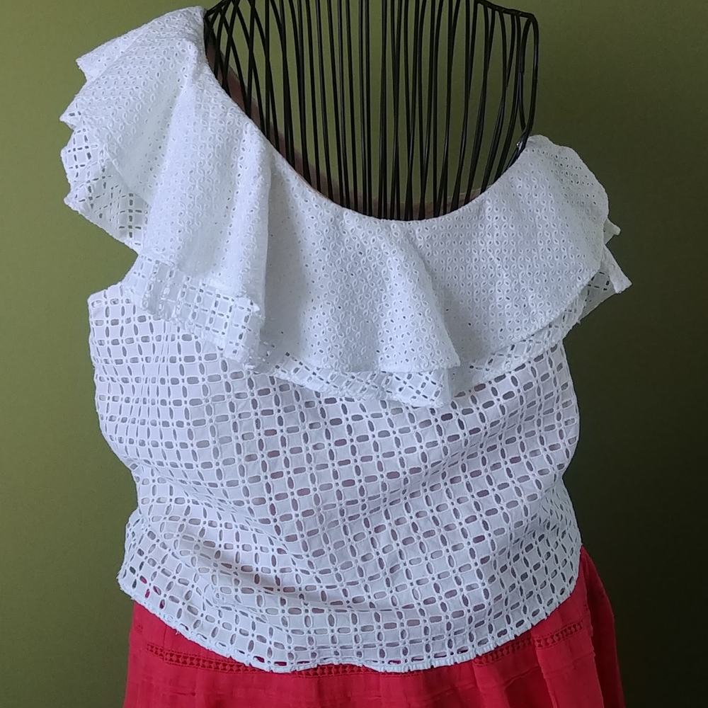 NWT,🌟HOST PICK🌟 , J.CREW, ONE SHOULDER EYELET TOP, SIZE 10